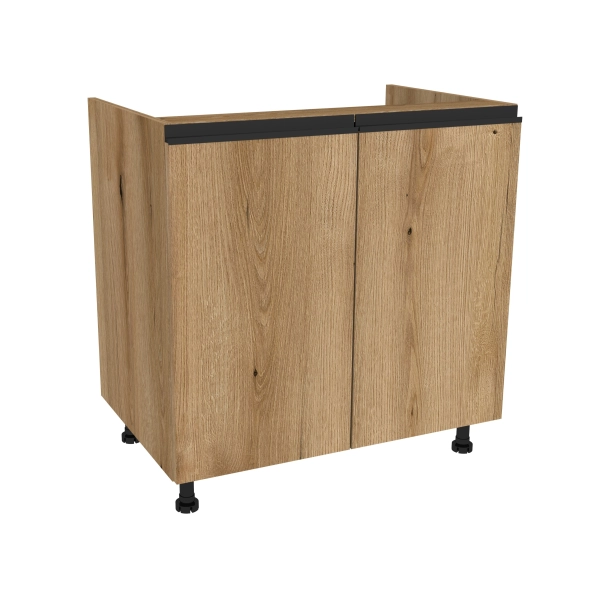 Zestaw mebli kuchennych Dąb Evoke frezowane uchwyty z blatem czarnym, SIMPLY 170 cm